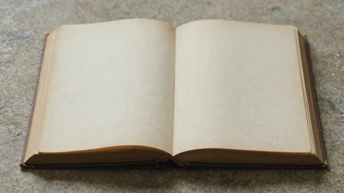 Open antique book with soft diffused natural daylight, warm parch